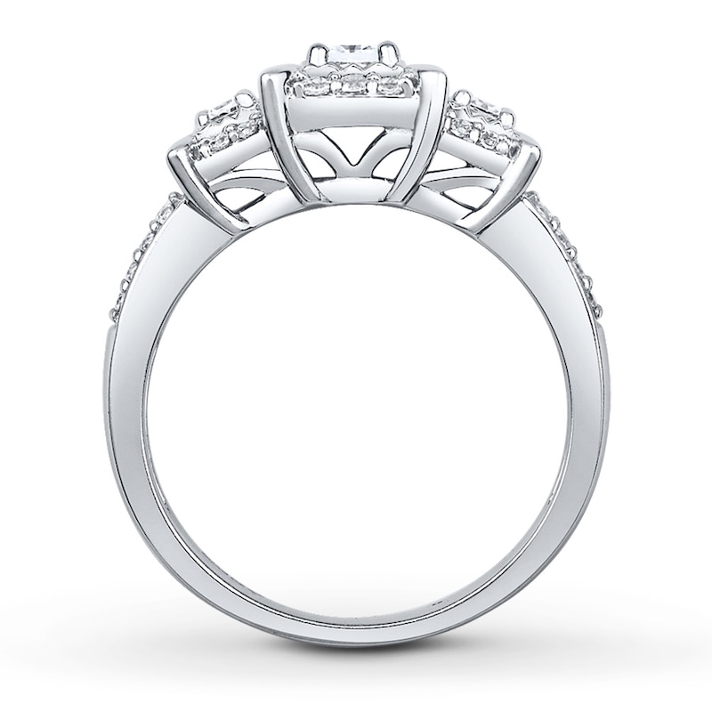 Three-Stone Ring 1/2 ct tw Diamonds White Gold Plated