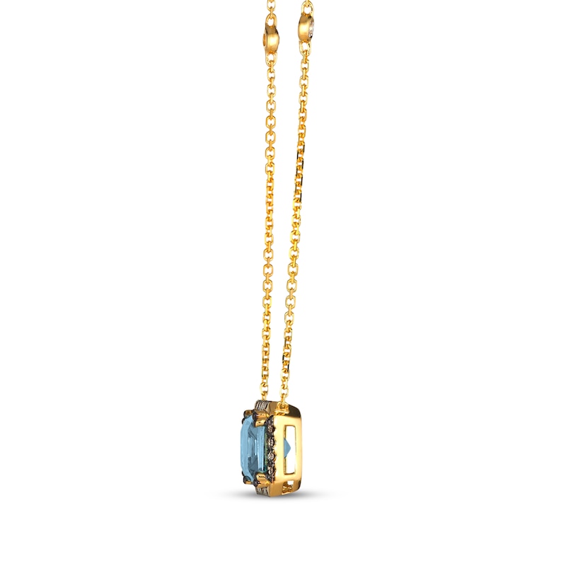 Le Vian Aquamarine Necklace 1/4 ct tw Diamonds Honey Gold Plated 19