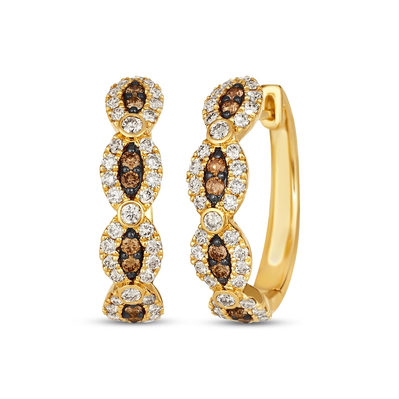 Le Vian Chocolate Waterfall Round-Cut Diamond Hoop Earrings 7/8 ct tw Honey Gold Plated