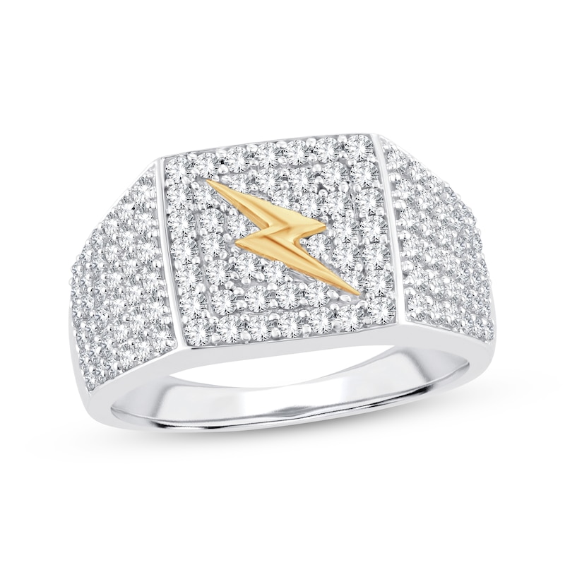 Men's Diamond Lightning Bolt Ring 1-1/2 ct tw Two-Tone Gold Plated