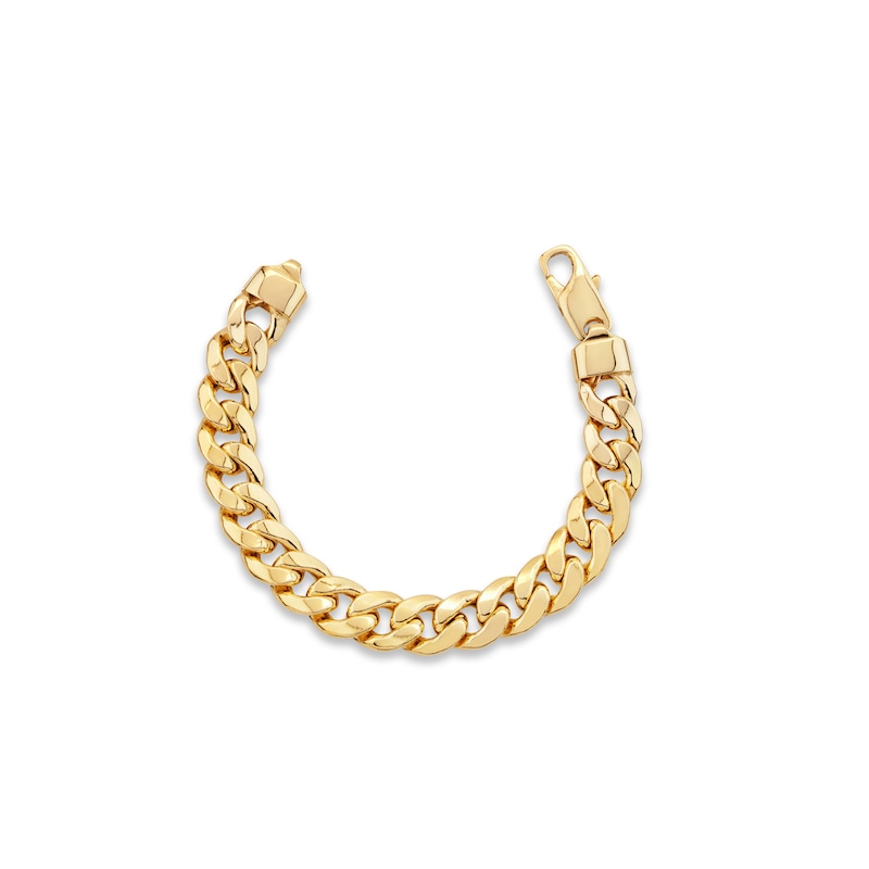 Semi-Solid Cuban Chain Bracelet Yellow Gold Plated 8.5