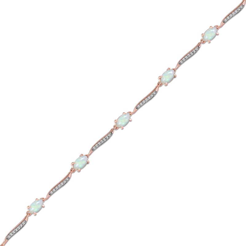 Ethiopian Opal & Diamond Bracelet Rose Gold Plated 7.25
