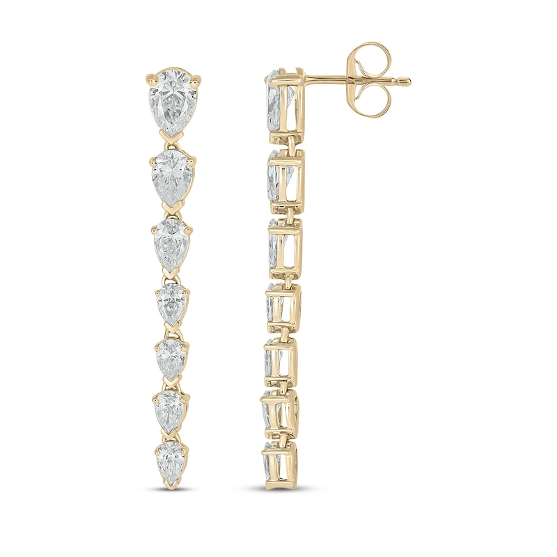 Pear-Shaped Diamond Graduated Drop Earrings 1-7/8 ct tw Yellow Gold Plated