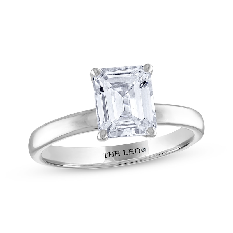 THE LEO Diamond Emerald-Cut Solitaire Engagement Ring 2 ct tw White Gold Plated