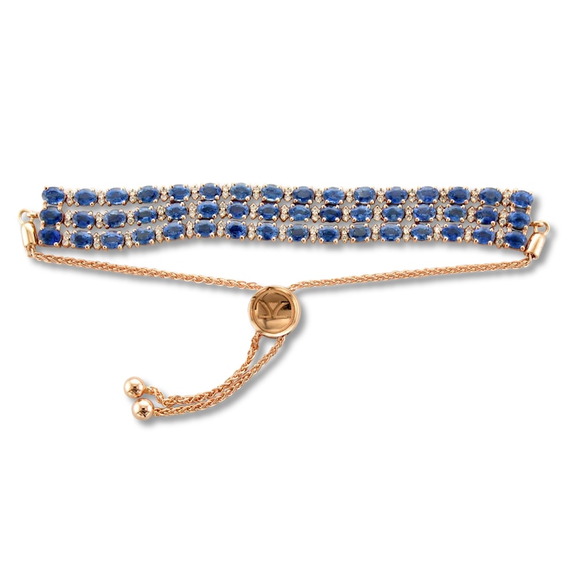 Le Vian Sapphire Bolo Bracelet 5/8 ct tw Diamonds Strawberry Gold Plated