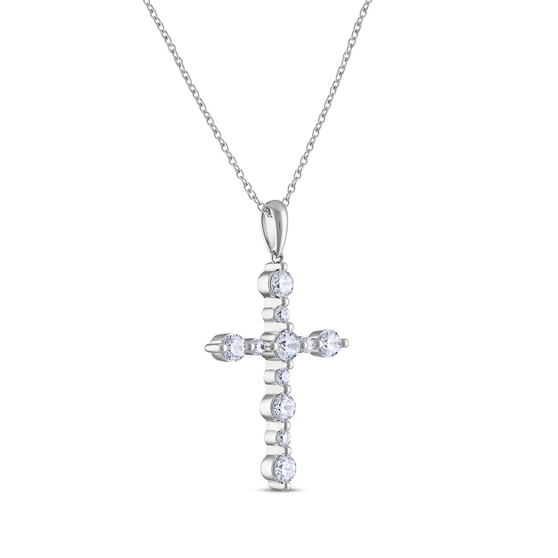 THE LEO Diamond Cross Necklace 1 ct tw White Gold Plated 19