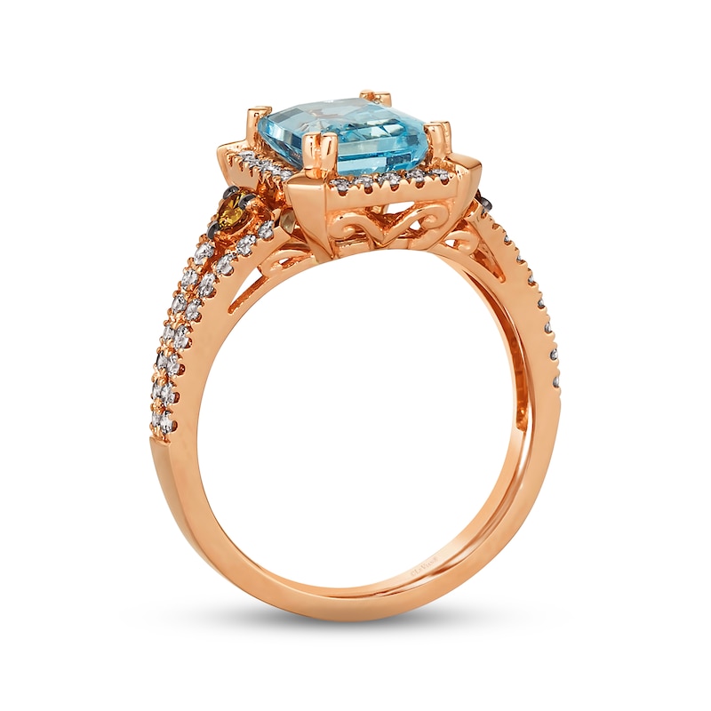 Le Vian Creme Brulee Aquamarine Ring 5/8 ct tw Diamonds Strawberry Gold Plated
