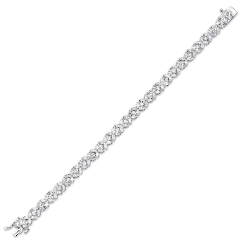 Marquise & Round-Cut Diamond Flower Tennis Bracelet 7 ct tw White Gold Plated 7