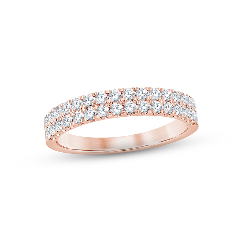 Diamond Anniversary Ring 1/2 ct tw Round-cut Rose Gold Plated
