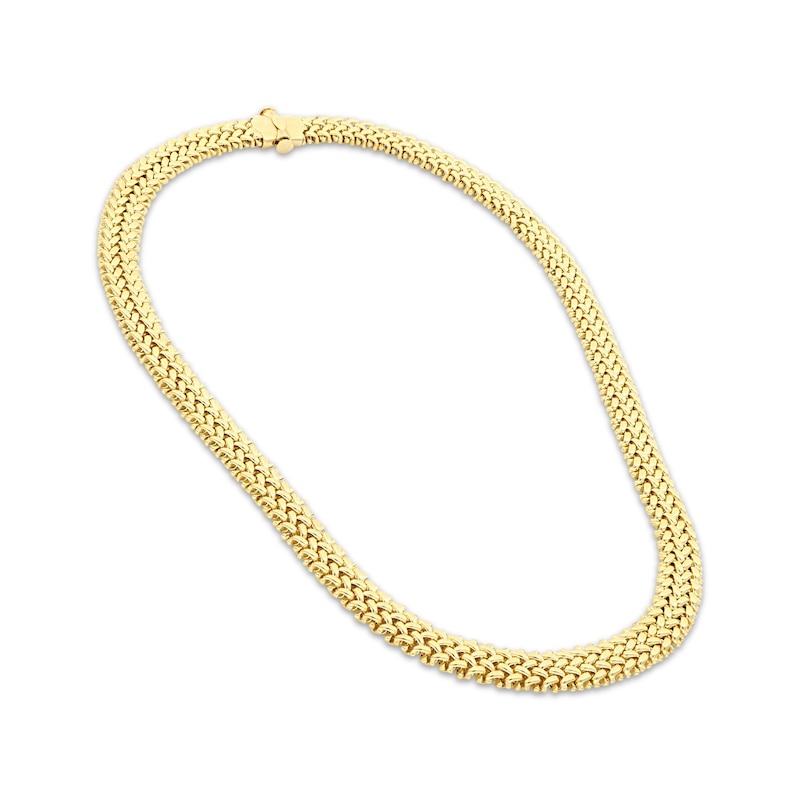 Woven Hollow Chain Necklace Yellow Gold Plated 18