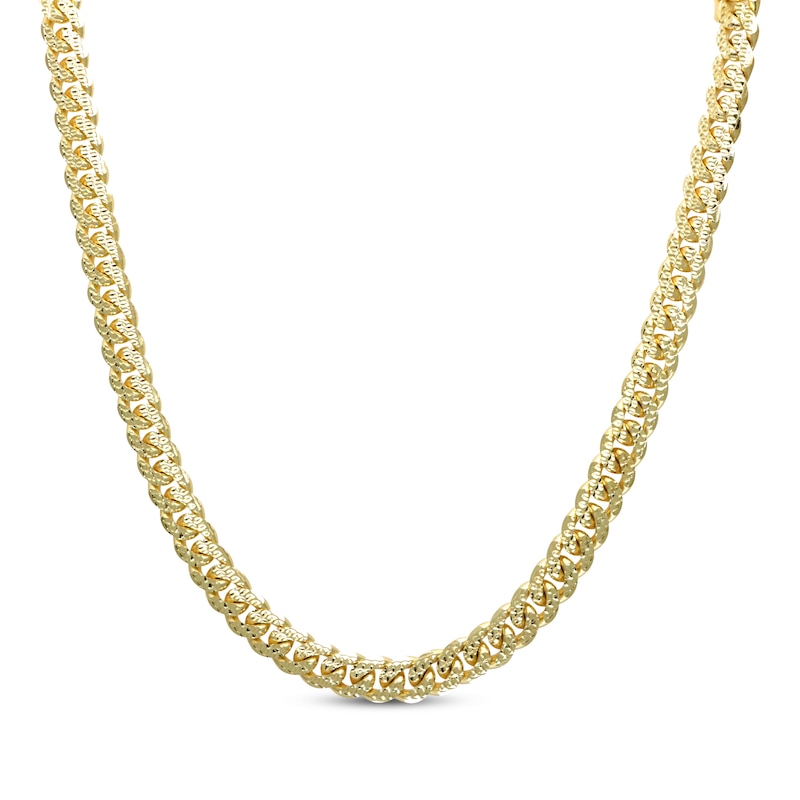 Solid Diamond-Cut Miami Cuban Chain Necklace Yellow Gold Plated 20