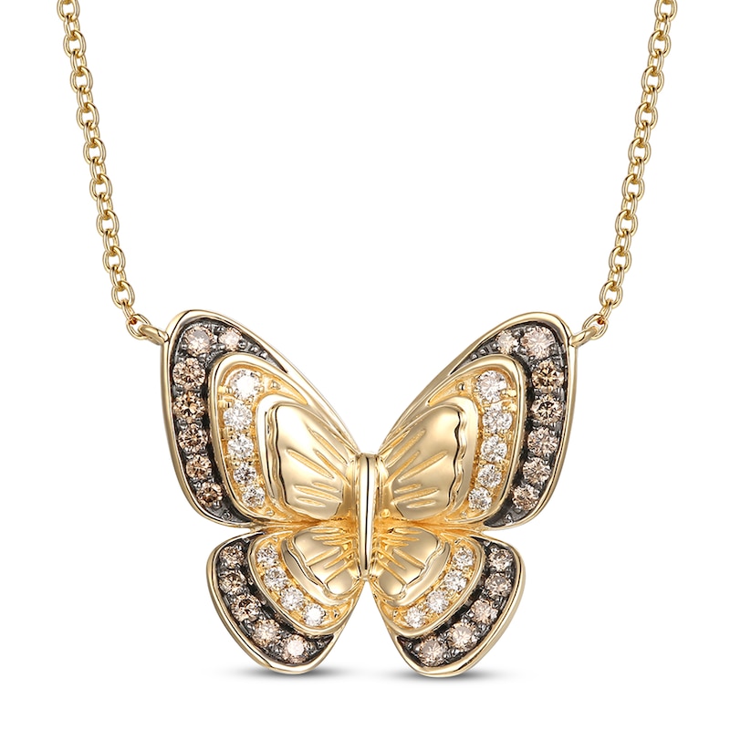 Le Vian Diamond Butterfly Necklace 5/8 ct tw Honey Gold Plated 18