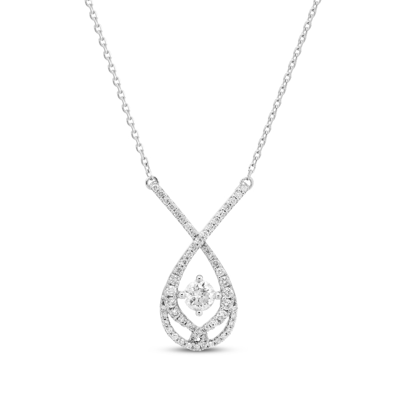 Love Entwined Diamond Necklace 1/2 ct tw Round-cut White Gold Plated 18