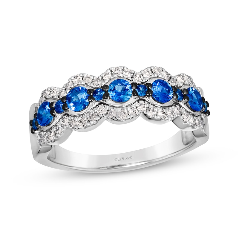 Le Vian Blue Sapphire Ring 1/3 ct tw Diamonds Vanilla Gold Plated