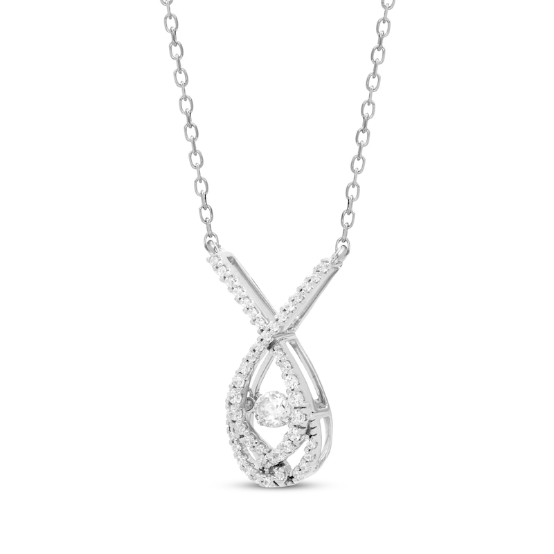 Love Entwined Dancing Diamond Necklace 1/2 ct tw White Gold Plated
