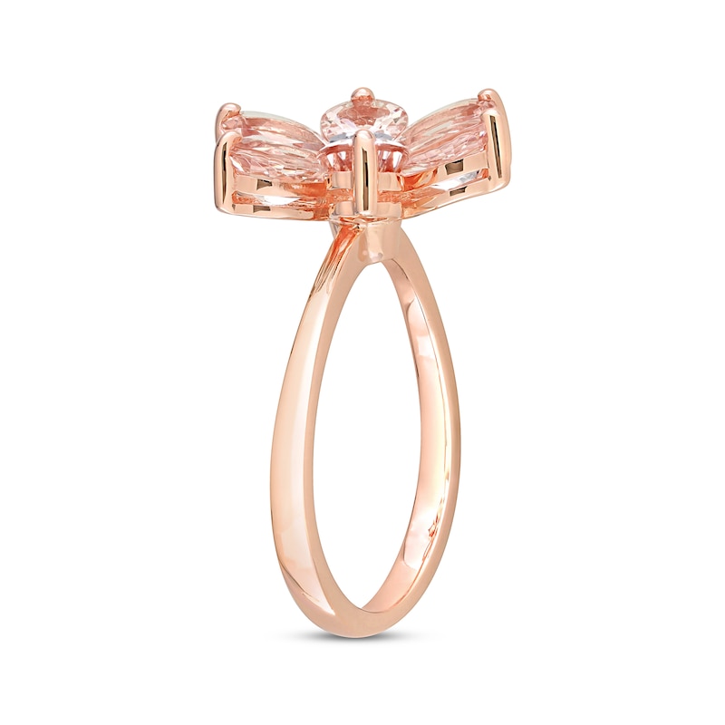 Morganite & Diamond Flower Ring Rose Gold Plated