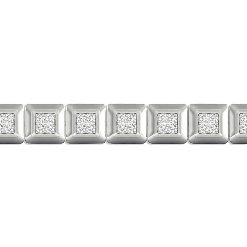 Men's Lab-Created Diamonds by Square Link Bracelet 3 ct tw White Gold Plated 8.5
