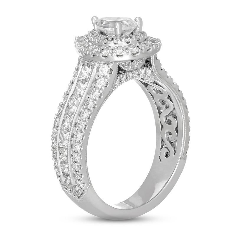 Neil Lane Diamond Engagement Ring 2-3/8 ct tw Pear, Round & Princess-cut White Gold Plated