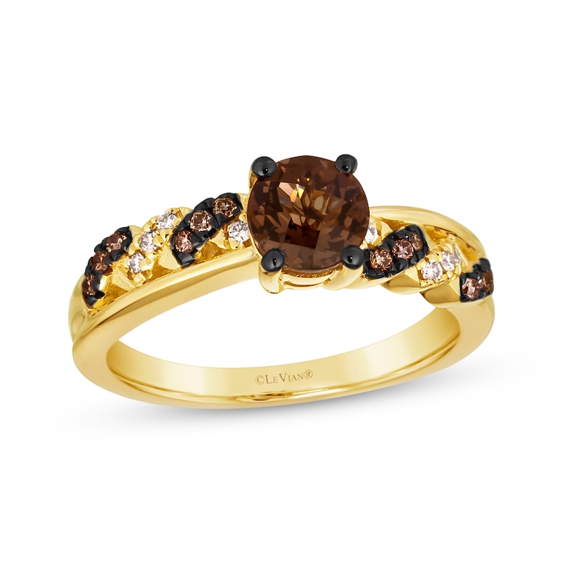 Le Vian Chocolate Quartz Ring 1/8 ct tw Diamonds Honey Gold Plated