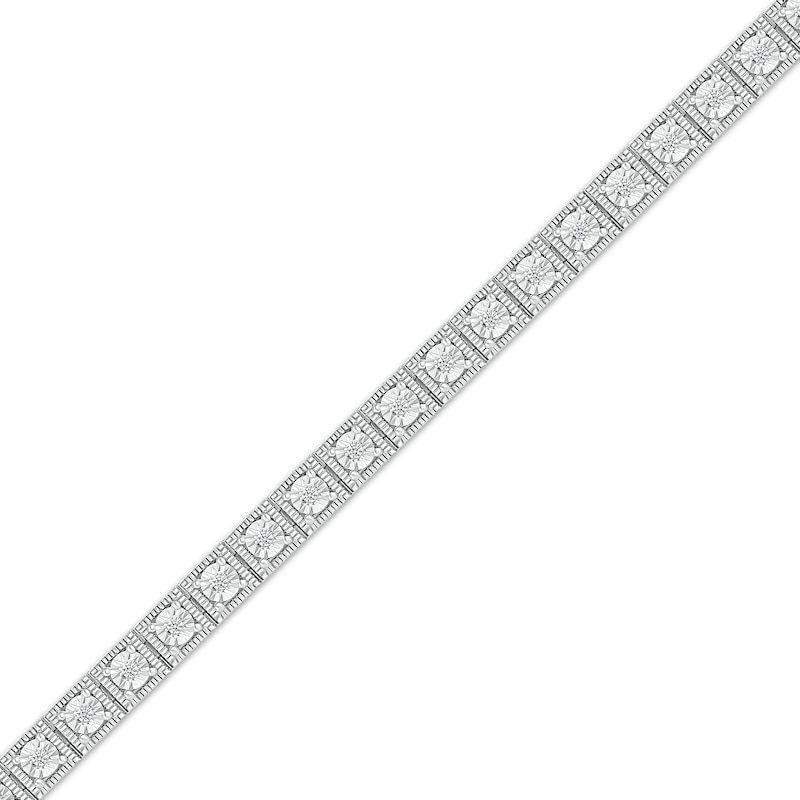 Diamond Square Link Tennis Bracelet 1/5 ct tw Silver Plated 7.25