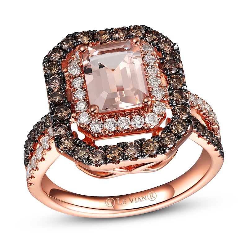 Le Vian Morganite RIng 1-1/6 ct tw Diamonds Strawberry Gold Plated