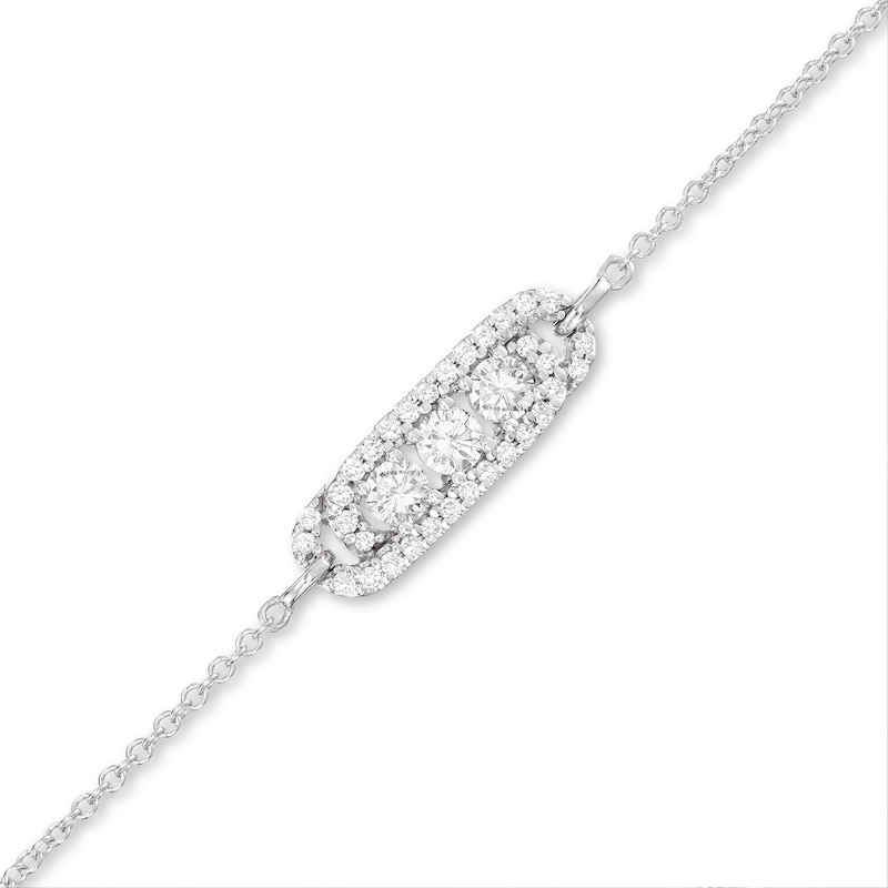 Diamond Three-Stone Bracelet 1/2 ct tw Round-cut White Gold Plated 7