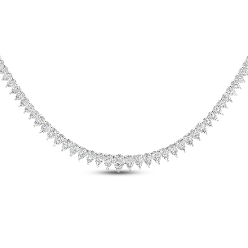 Diamond Riviera Necklace 10 ct tw Pear-Shaped White Gold Plated 18