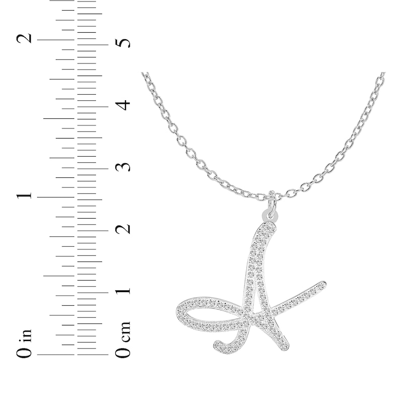 Diamond Initial Necklace 5/8 ct tw Silver Plated 18
