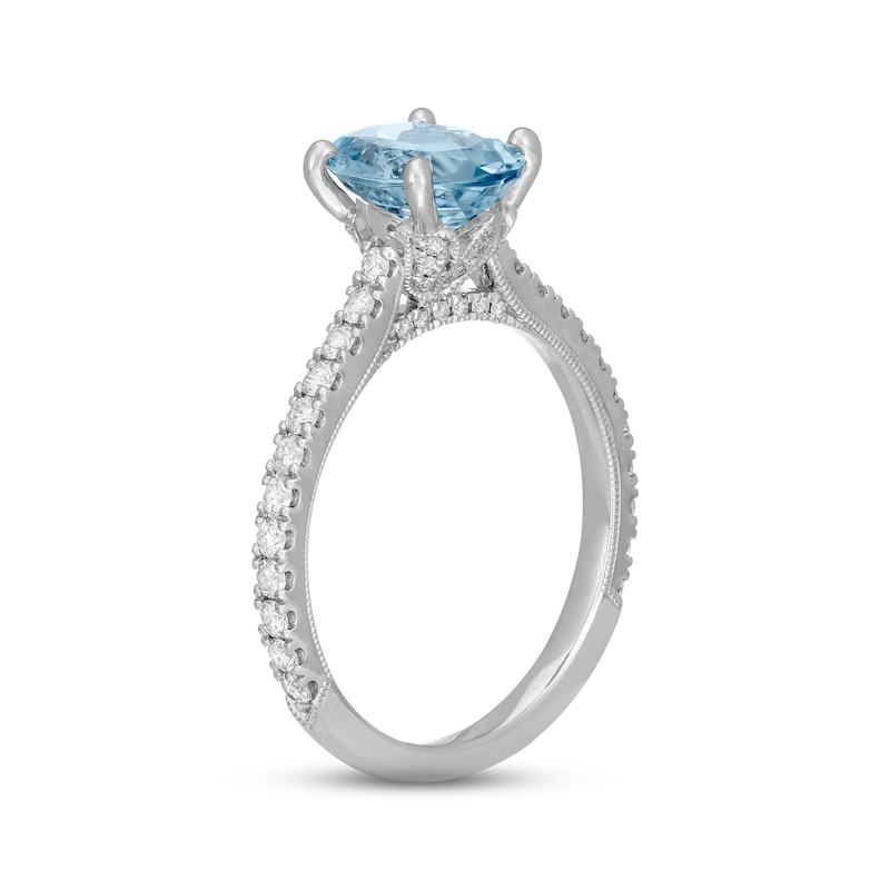 Neil Lane Aquamarine Engagement Ring 1/2 ct tw Diamonds White Gold Plated