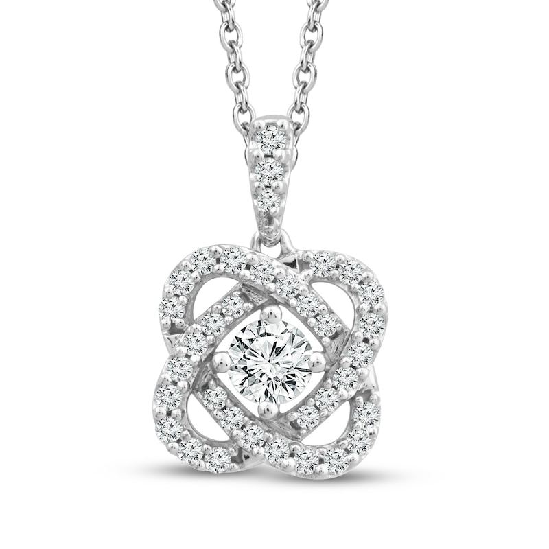 Center of Me Diamond Necklace 1/2 ct tw White Gold Plated 18-inch