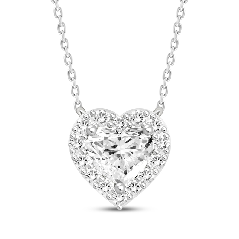 Lab-Created Diamonds by Heart Frame Necklace 1-1/4 ct tw White Gold Plated 18