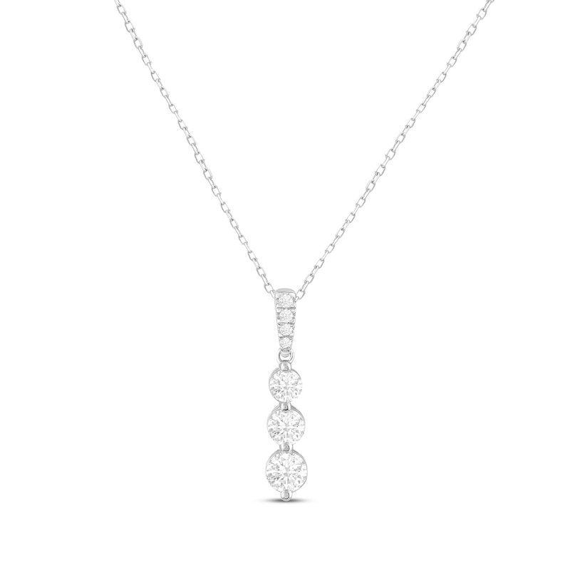 Lab-Created Diamonds by Graduated Three-Stone Necklace 3/4 ct tw White Gold Plated 18