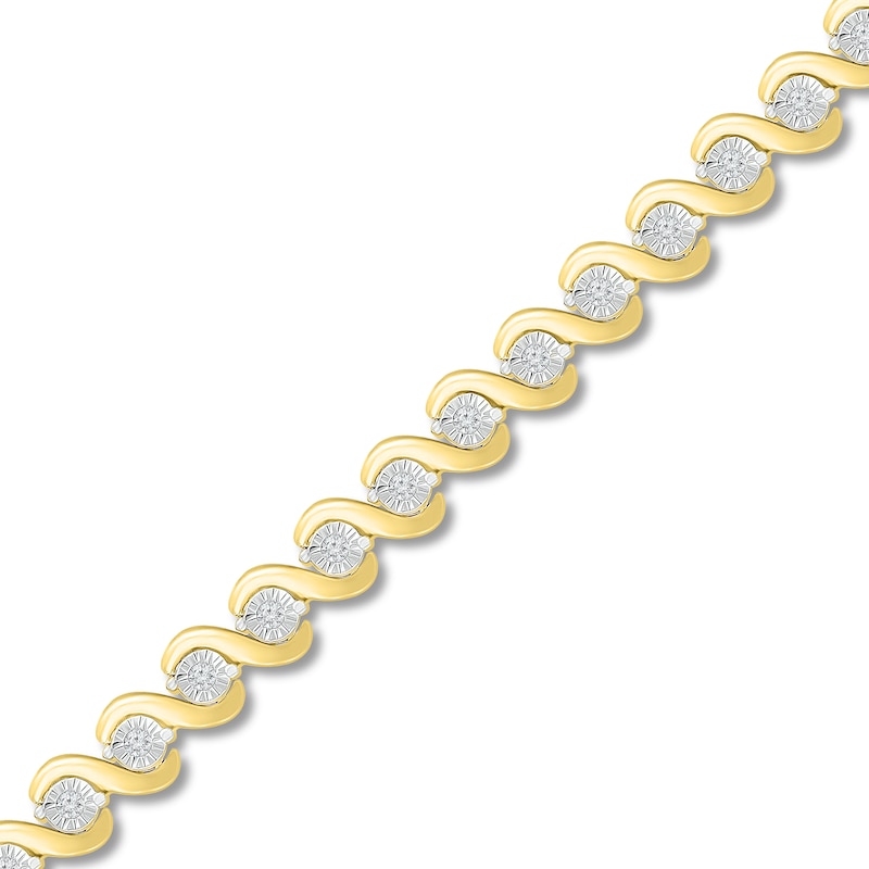 Diamond Bracelet 1/4 ct tw Yellow Gold Plated 7