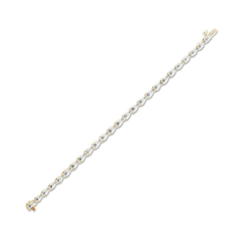 Diamond Oval Link Bracelet 3 ct tw Yellow Gold Plated 7.25
