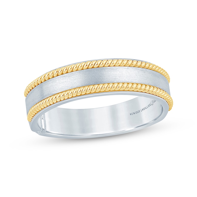 Monique Lhuillier Bliss Men's Diamond Accent Wedding Ring Two-Tone Gold Plated