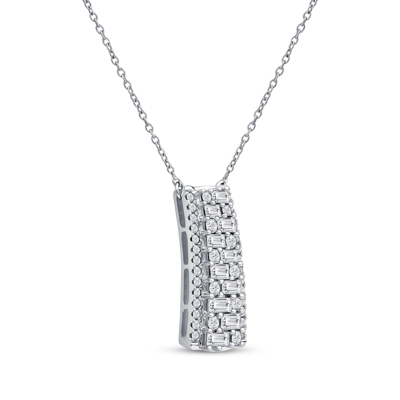 Lab-Created Diamonds by Baguette & Round-Cut Ladder Necklace 5/8 ct tw White Gold Plated 18