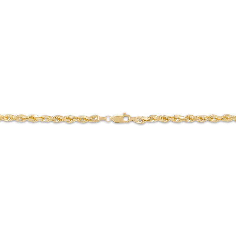 Solid Glitter Rope Chain Necklace 3.8mm Yellow Gold Plated 22