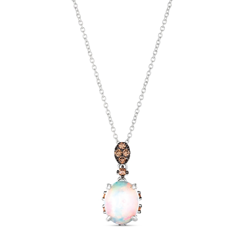 Le Vian Opal Necklace 1/4 ct tw Diamonds Vanilla Gold Plated 18