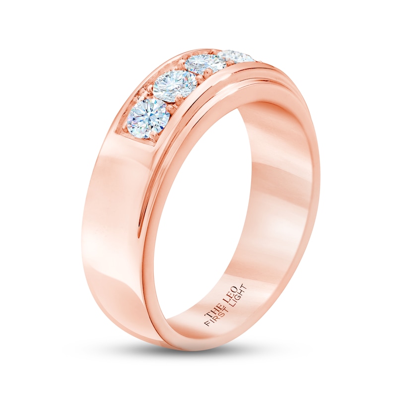 Men's THE LEO First Light Wedding Band 1 ct tw Round-cut Rose Gold Plated