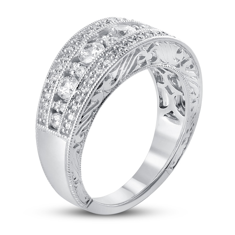 Diamond Anniversary Ring 1 ct tw in White Gold Plated