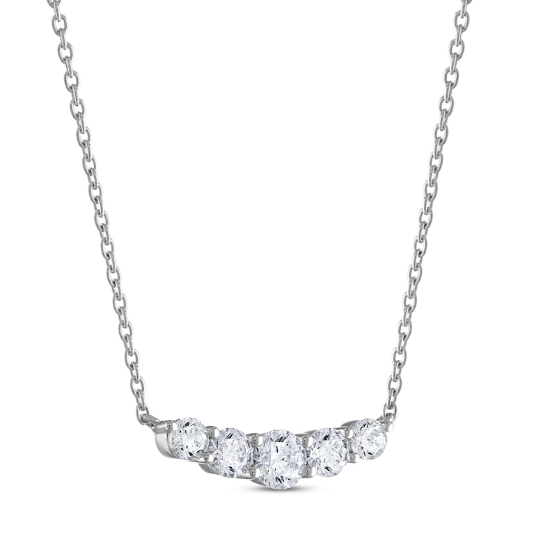 THE LEO Diamond Smile Necklace 3/4 ct tw White Gold Plated 19