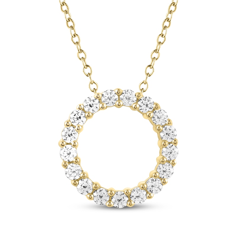 THE LEO Diamond Circle Necklace 1 ct tw Yellow Gold Plated 19