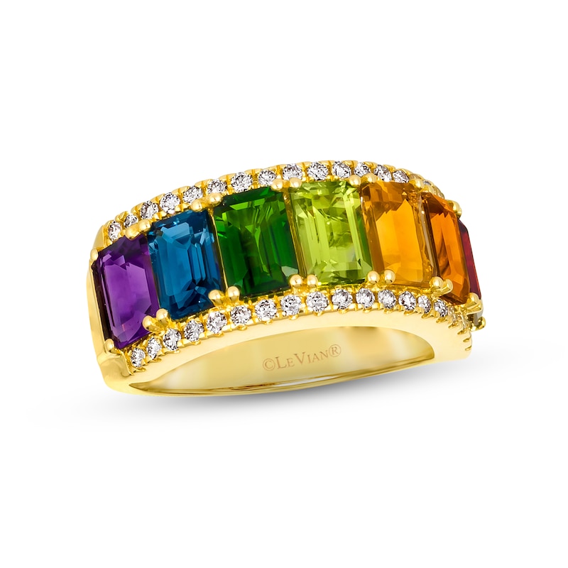 Le Vian Creme Brulee Multi-Gemstone Ring 1/3 ct tw Diamonds Honey Gold Plated