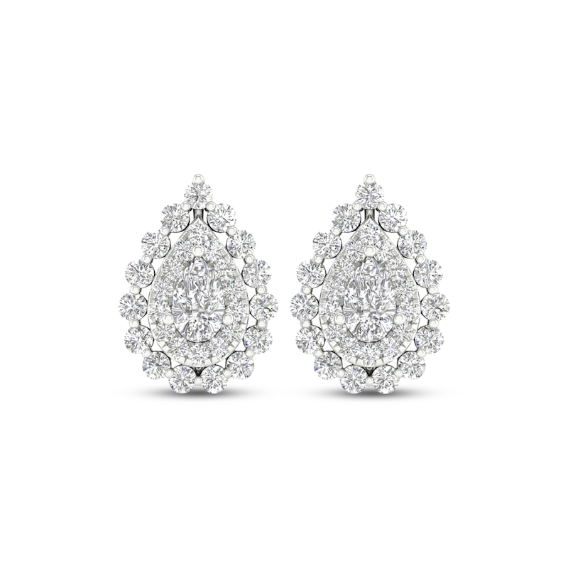 Lab-Created Diamonds by Pear-Shaped Stud Earrings 1 ct tw White Gold Plated