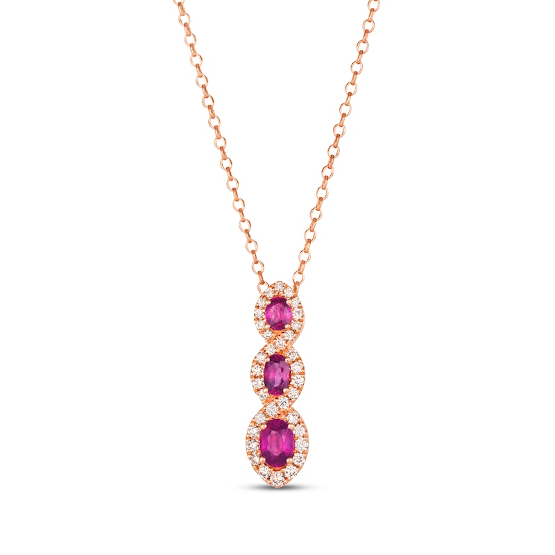 Le Vian Ruby Necklace 3/8 ct tw Diamonds Strawberry Gold Plated 19