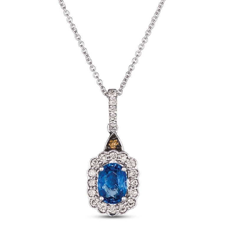 Le Vian Creme Brulee Blue Sapphire Necklace 1/4 ct tw Diamonds Vanilla Gold Plated 19