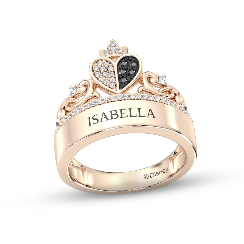 Treasures Wonderland Black & White Diamond Heart Ring 1/4 ct tw Rose Gold Plated