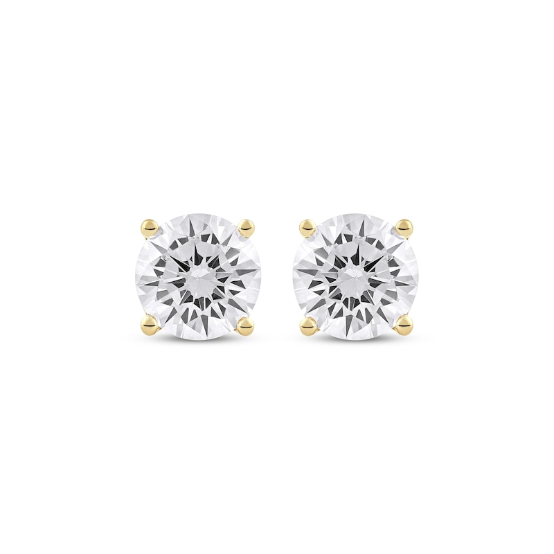 Lab-Created Diamonds by Round-Cut Solitaire Stud Earrings 3 ct tw Yellow Gold Plated