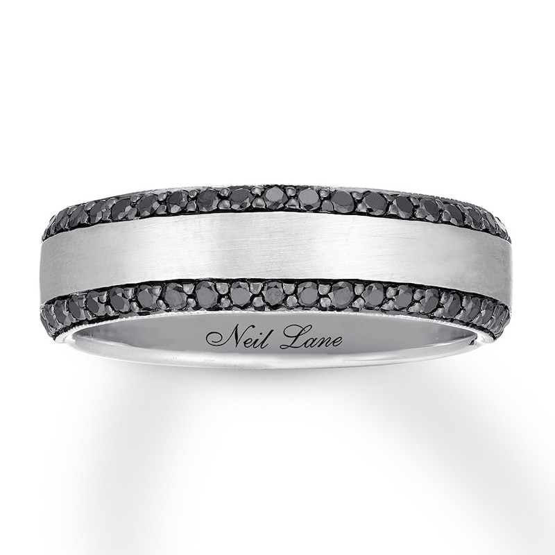 Neil Lane Men's Black Diamond Band 1/2 ct tw White Gold Plated
