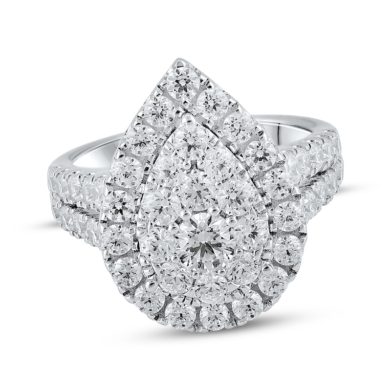 Lab-Created Diamonds by Multi-Diamond Center Engagement Ring 2-1/2 ct tw White Gold Plated